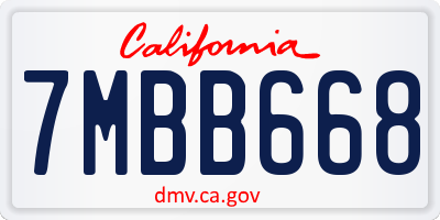 CA license plate 7MBB668