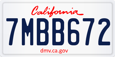 CA license plate 7MBB672