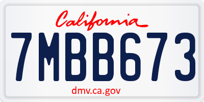 CA license plate 7MBB673