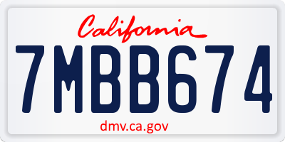 CA license plate 7MBB674