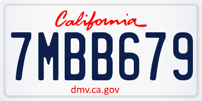 CA license plate 7MBB679