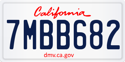 CA license plate 7MBB682