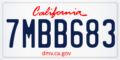 CA license plate 7MBB683