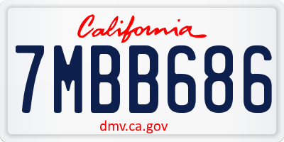 CA license plate 7MBB686