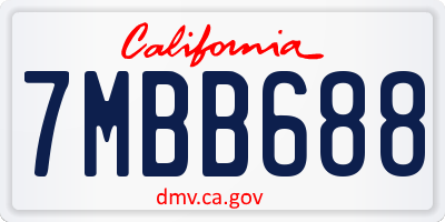 CA license plate 7MBB688