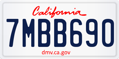 CA license plate 7MBB690