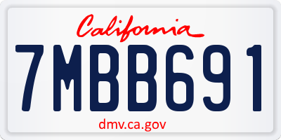 CA license plate 7MBB691