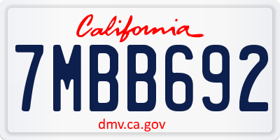 CA license plate 7MBB692