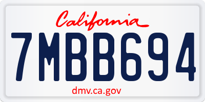CA license plate 7MBB694