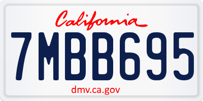 CA license plate 7MBB695