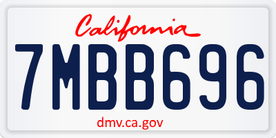 CA license plate 7MBB696