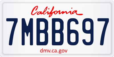 CA license plate 7MBB697