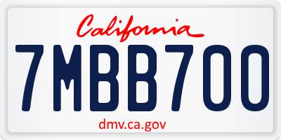 CA license plate 7MBB700