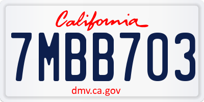 CA license plate 7MBB703