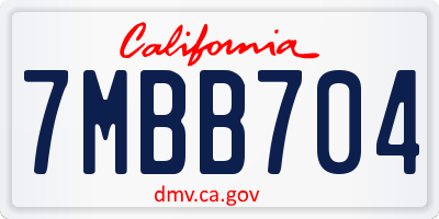 CA license plate 7MBB704