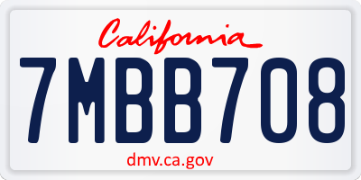 CA license plate 7MBB708