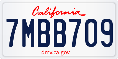 CA license plate 7MBB709
