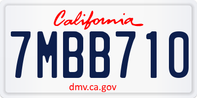 CA license plate 7MBB710
