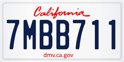 CA license plate 7MBB711