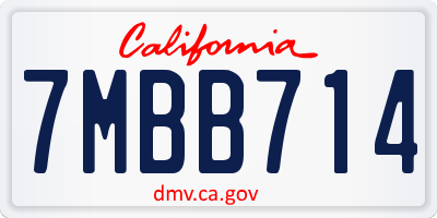 CA license plate 7MBB714