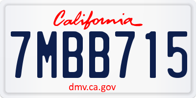 CA license plate 7MBB715