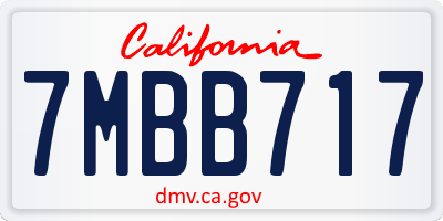 CA license plate 7MBB717