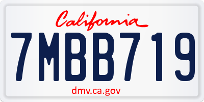 CA license plate 7MBB719