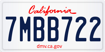 CA license plate 7MBB722