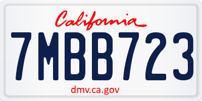 CA license plate 7MBB723