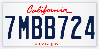 CA license plate 7MBB724