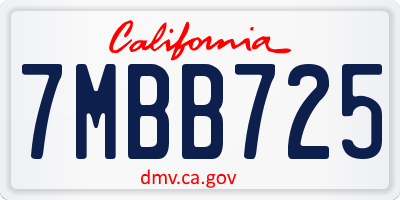 CA license plate 7MBB725