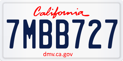 CA license plate 7MBB727