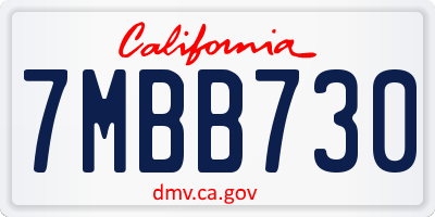 CA license plate 7MBB730