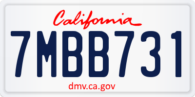 CA license plate 7MBB731