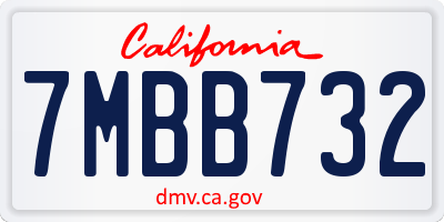 CA license plate 7MBB732