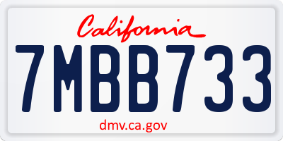 CA license plate 7MBB733