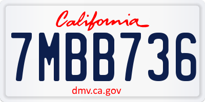 CA license plate 7MBB736