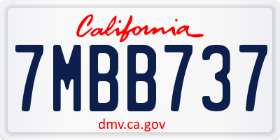 CA license plate 7MBB737