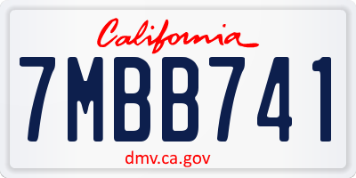 CA license plate 7MBB741