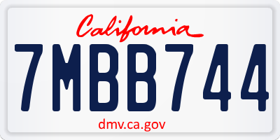 CA license plate 7MBB744