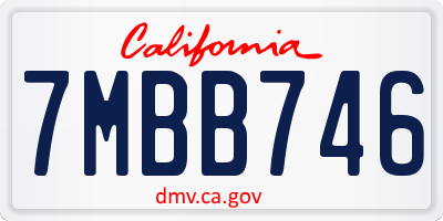 CA license plate 7MBB746