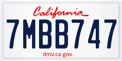CA license plate 7MBB747