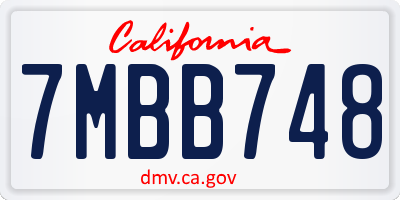 CA license plate 7MBB748