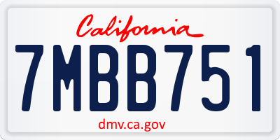 CA license plate 7MBB751