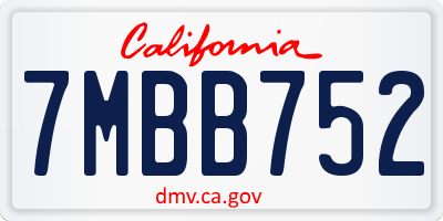CA license plate 7MBB752