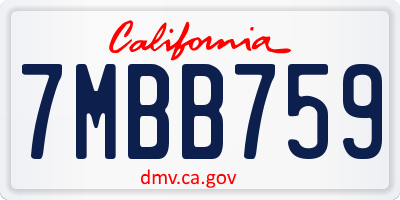 CA license plate 7MBB759