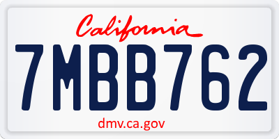 CA license plate 7MBB762