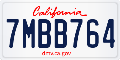 CA license plate 7MBB764