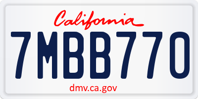 CA license plate 7MBB770
