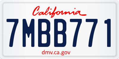 CA license plate 7MBB771